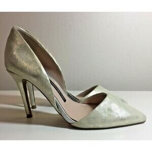 French Connection Elvia Stiletto Pump Heels - Size 6.5 M - Pearl White/Silver
